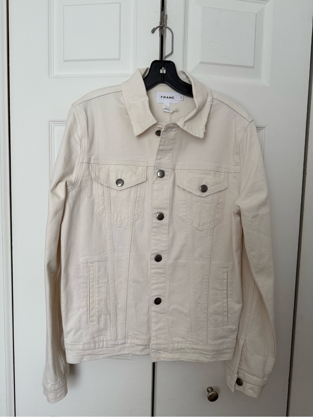 Frame Denim Cream-Colored Lightweight Denim Jacket